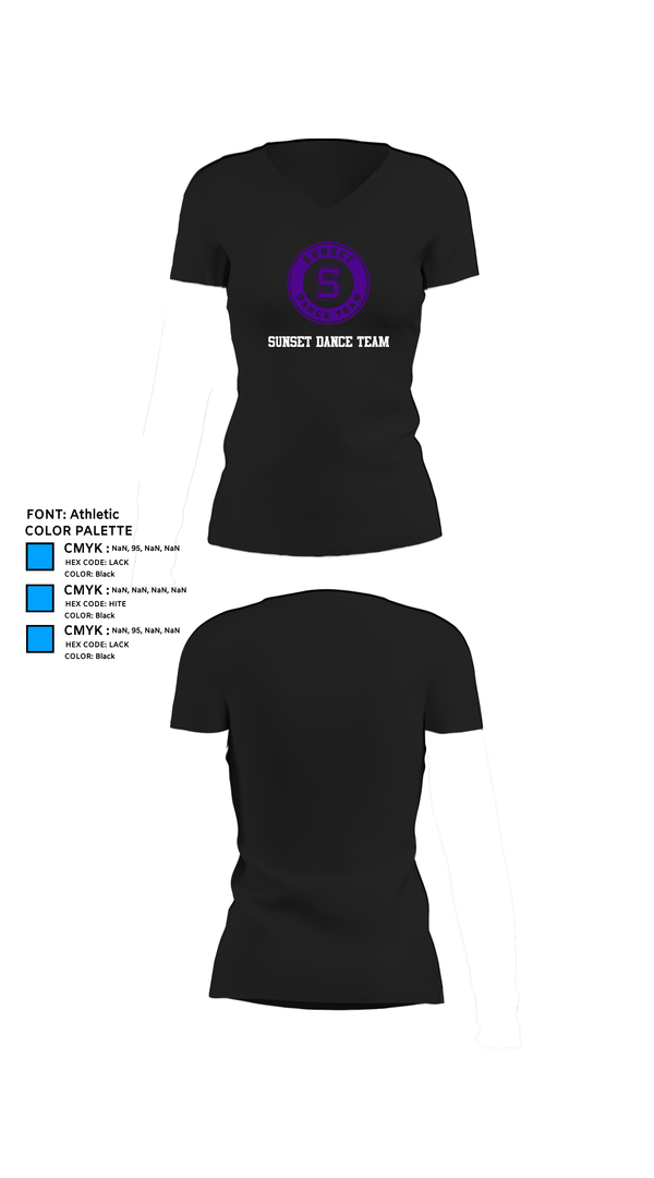 Womens Short Sleeve Vneck Shirt, Sunset Dance Team, Spirit Store, Teamtime, Team time, sublimation, custom sports apparel, team uniforms, spirit wear, spiritwear, sports uniforms, custom shirts, team store, custom team store, fundraiser sports, apparel fundraiser