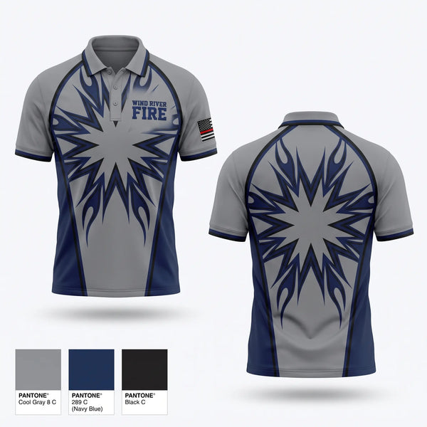 Short Sleeve Performance Polo, Wind River Fire, Fire Department, Teamtime, Team time, sublimation, custom sports apparel, team uniforms, spirit wear, spiritwear, sports uniforms, custom shirts, team store, custom team store, fundraiser sports, apparel fundraiser