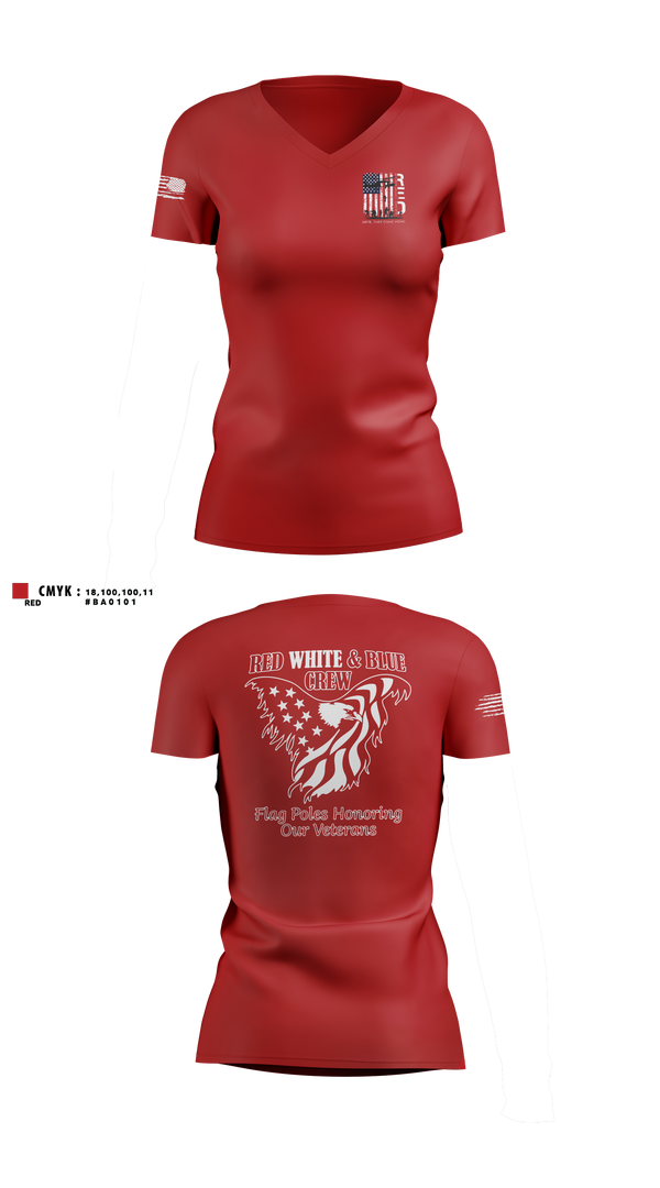 Flagpoles Honoring Our Veterans Women's Short Sleeve V-neck Shirt - 11