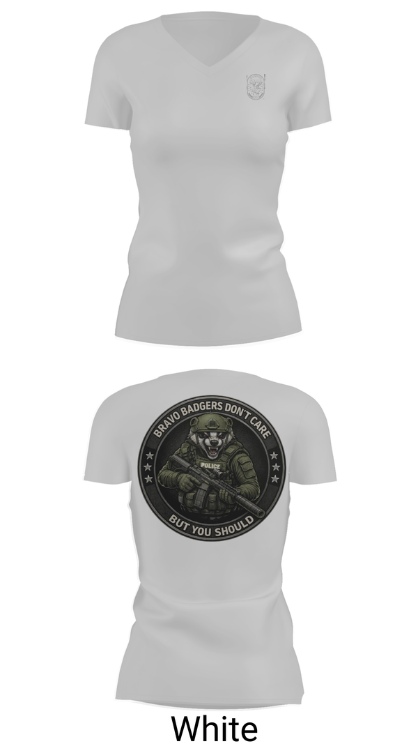 Womens Short Sleeve Vneck Shirt, Saginaw Police Emergency Services Team, Police, Teamtime, Team time, sublimation, custom sports apparel, team uniforms, spirit wear, spiritwear, sports uniforms, custom shirts, team store, custom team store, fundraiser sports, apparel fundraiser