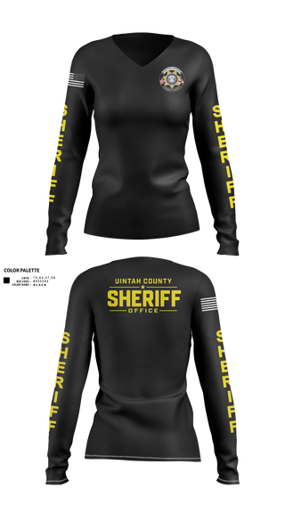 Womens Long Sleeve Vneck Shirt, Uintah County Sheriffs Office, Police, Teamtime, Team time, sublimation, custom sports apparel, team uniforms, spirit wear, spiritwear, sports uniforms, custom shirts, team store, custom team store, fundraiser sports, apparel fundraiser