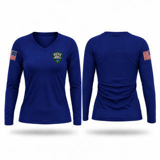 Womens Long Sleeve Vneck Shirt, Danville police, Police, Teamtime, Team time, sublimation, custom sports apparel, team uniforms, spirit wear, spiritwear, sports uniforms, custom shirts, team store, custom team store, fundraiser sports, apparel fundraiser
