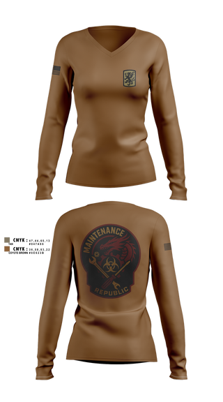 Womens Long Sleeve Vneck Shirt, 411Th CBRN, Army, Teamtime, Team time, sublimation, custom sports apparel, team uniforms, spirit wear, spiritwear, sports uniforms, custom shirts, team store, custom team store, fundraiser sports, apparel fundraiser