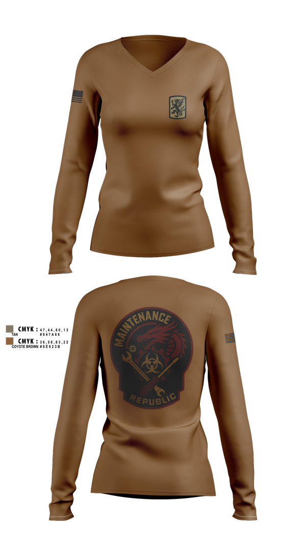 Womens Long Sleeve Vneck Shirt, 411Th CBRN, Army, Teamtime, Team time, sublimation, custom sports apparel, team uniforms, spirit wear, spiritwear, sports uniforms, custom shirts, team store, custom team store, fundraiser sports, apparel fundraiser