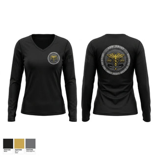 Womens Long Sleeve Vneck Shirt, Medical Examiner Investigator, EMS/EMT, Teamtime, Team time, sublimation, custom sports apparel, team uniforms, spirit wear, spiritwear, sports uniforms, custom shirts, team store, custom team store, fundraiser sports, apparel fundraiser