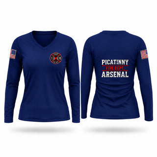 Womens Long Sleeve Vneck Shirt, Picatinny Arsenal Fire & Emergency Services, Fire Department, Teamtime, Team time, sublimation, custom sports apparel, team uniforms, spirit wear, spiritwear, sports uniforms, custom shirts, team store, custom team store, fundraiser sports, apparel fundraiser