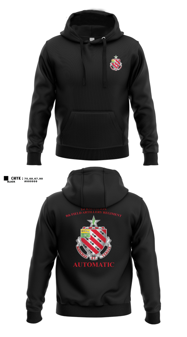 Hoodie, 1/8 Field Artillery Regiment, Army, Teamtime, Team time, sublimation, custom sports apparel, team uniforms, spirit wear, spiritwear, sports uniforms, custom shirts, team store, custom team store, fundraiser sports, apparel fundraiser