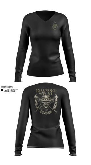 Womens Long Sleeve Vneck Shirt, Roanoke SWAT, Police, Teamtime, Team time, sublimation, custom sports apparel, team uniforms, spirit wear, spiritwear, sports uniforms, custom shirts, team store, custom team store, fundraiser sports, apparel fundraiser