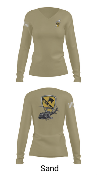 Womens Long Sleeve Vneck Shirt, 3227 aircav, Army, Teamtime, Team time, sublimation, custom sports apparel, team uniforms, spirit wear, spiritwear, sports uniforms, custom shirts, team store, custom team store, fundraiser sports, apparel fundraiser