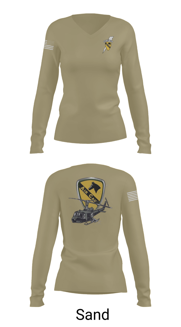 Womens Long Sleeve Vneck Shirt, 3227 aircav, Army, Teamtime, Team time, sublimation, custom sports apparel, team uniforms, spirit wear, spiritwear, sports uniforms, custom shirts, team store, custom team store, fundraiser sports, apparel fundraiser