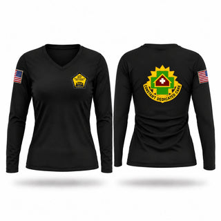 Womens Long Sleeve Vneck Shirt, MAHC, Army, Teamtime, Team time, sublimation, custom sports apparel, team uniforms, spirit wear, spiritwear, sports uniforms, custom shirts, team store, custom team store, fundraiser sports, apparel fundraiser