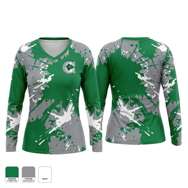 Womens Long Sleeve Vneck Shirt, East Brunswick Cubs, Baseball, Teamtime, Team time, sublimation, custom sports apparel, team uniforms, spirit wear, spiritwear, sports uniforms, custom shirts, team store, custom team store, fundraiser sports, apparel fundraiser