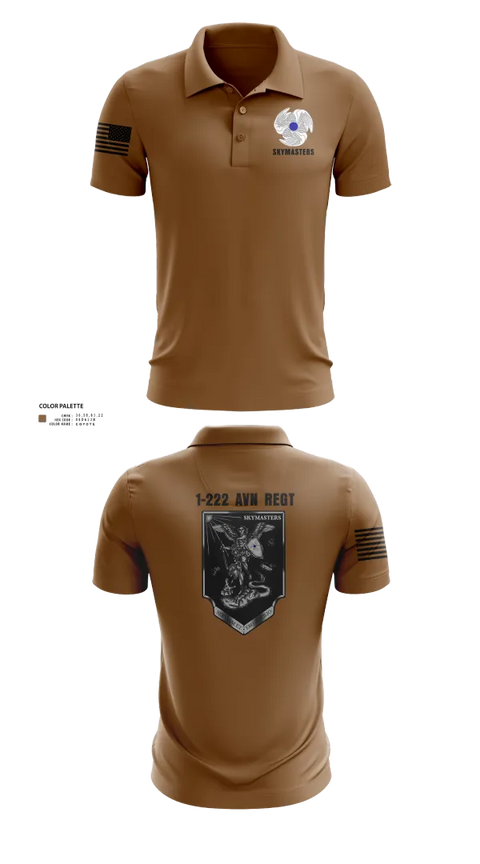 Short Sleeve Performance Polo, 1-222 Aviaition Regiment, Army, Teamtime, Team time, sublimation, custom sports apparel, team uniforms, spirit wear, spiritwear, sports uniforms, custom shirts, team store, custom team store, fundraiser sports, apparel fundraiser