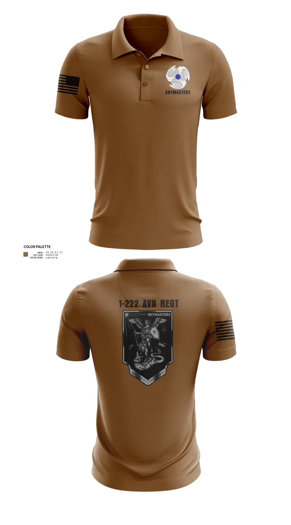 Short Sleeve Performance Polo, 1-222 Aviaition Regiment, Army, Teamtime, Team time, sublimation, custom sports apparel, team uniforms, spirit wear, spiritwear, sports uniforms, custom shirts, team store, custom team store, fundraiser sports, apparel fundraiser