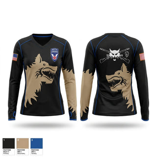 Womens Long Sleeve Vneck Shirt, 11th airborne, 1-5 IN Bobcats, Army, Teamtime, Team time, sublimation, custom sports apparel, team uniforms, spirit wear, spiritwear, sports uniforms, custom shirts, team store, custom team store, fundraiser sports, apparel fundraiser