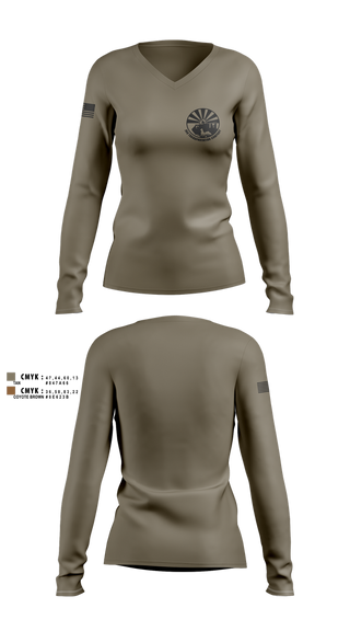 Womens Long Sleeve Vneck Shirt, 208 Transportation Company, , Teamtime, Team time, sublimation, custom sports apparel, team uniforms, spirit wear, spiritwear, sports uniforms, custom shirts, team store, custom team store, fundraiser sports, apparel fundraiser