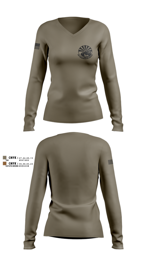 Womens Long Sleeve Vneck Shirt, 208 Transportation Company, , Teamtime, Team time, sublimation, custom sports apparel, team uniforms, spirit wear, spiritwear, sports uniforms, custom shirts, team store, custom team store, fundraiser sports, apparel fundraiser