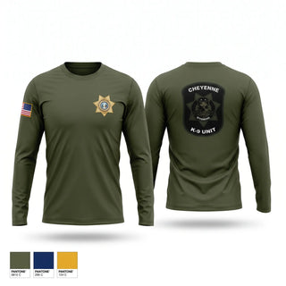 Long Sleeve Performance Shirt, Cheyenne pd k9, Police, Teamtime, Team time, sublimation, custom sports apparel, team uniforms, spirit wear, spiritwear, sports uniforms, custom shirts, team store, custom team store, fundraiser sports, apparel fundraiser