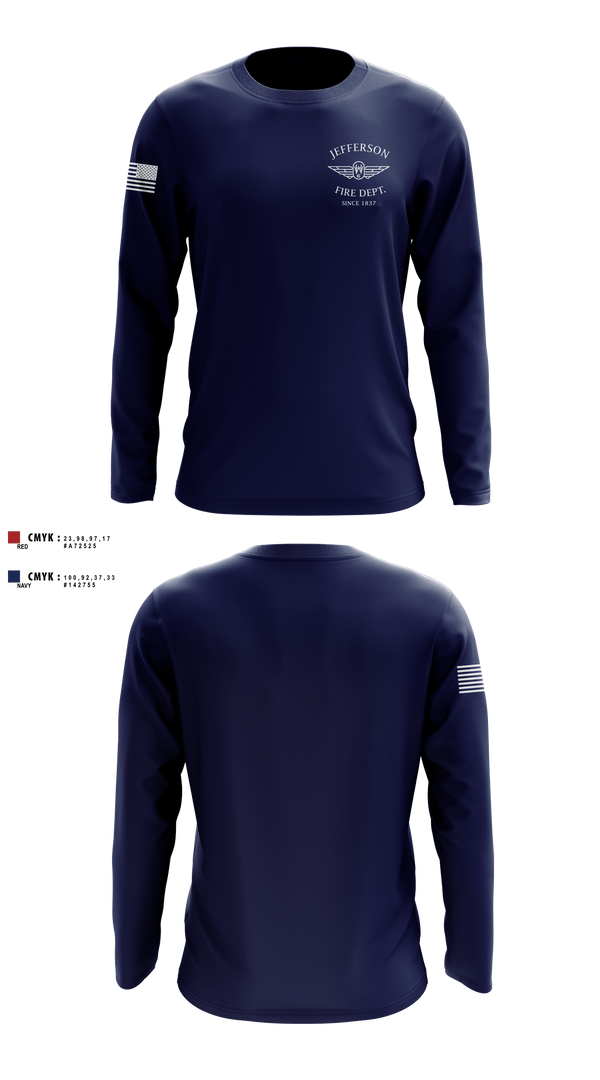 Long Sleeve Performance Shirt, Jefferson vol Fire Dept, Fire Department, Teamtime, Team time, sublimation, custom sports apparel, team uniforms, spirit wear, spiritwear, sports uniforms, custom shirts, team store, custom team store, fundraiser sports, apparel fundraiser