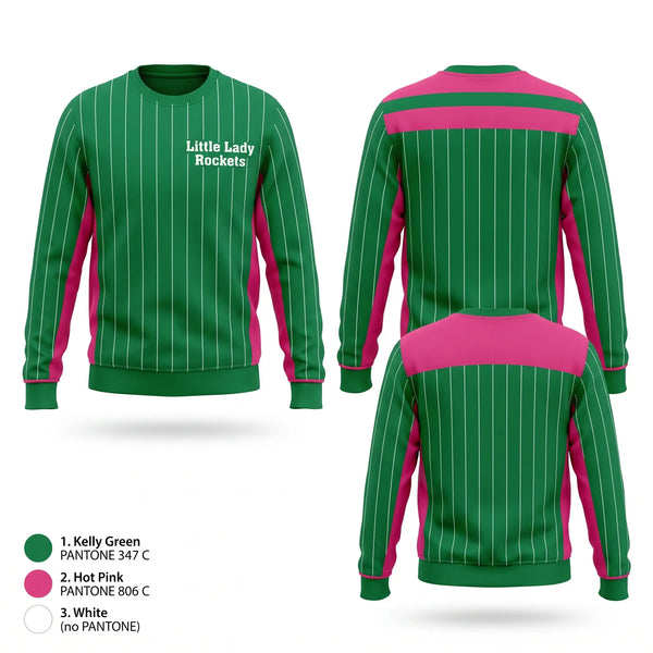 Crew Neck Sweatshirt, Little Lady Rockets, Softball, Teamtime, Team time, sublimation, custom sports apparel, team uniforms, spirit wear, spiritwear, sports uniforms, custom shirts, team store, custom team store, fundraiser sports, apparel fundraiser