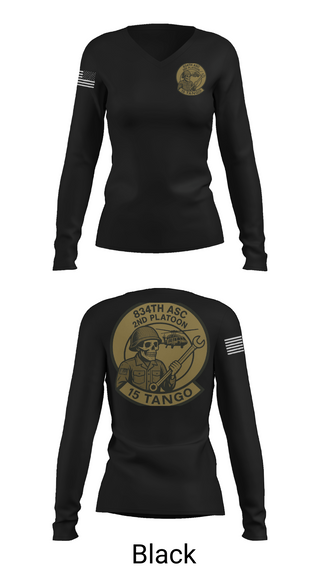 Womens Long Sleeve Vneck Shirt, B-Co 834th ASB, National Guard, Teamtime, Team time, sublimation, custom sports apparel, team uniforms, spirit wear, spiritwear, sports uniforms, custom shirts, team store, custom team store, fundraiser sports, apparel fundraiser