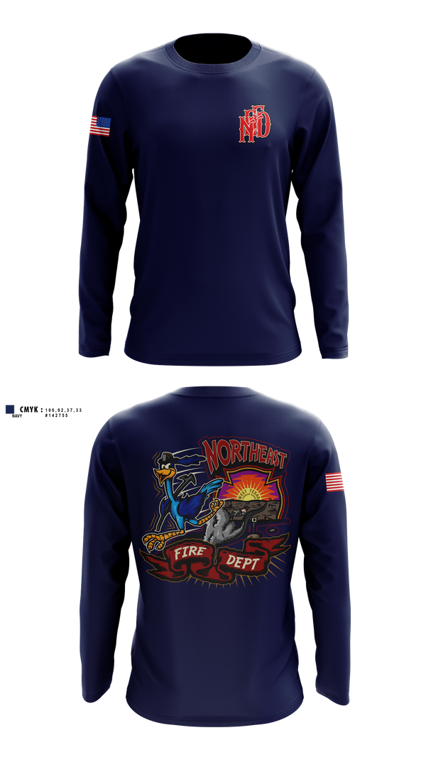 Long Sleeve Performance Shirt, Northeast Fire Department, Fire Department, Teamtime, Team time, sublimation, custom sports apparel, team uniforms, spirit wear, spiritwear, sports uniforms, custom shirts, team store, custom team store, fundraiser sports, apparel fundraiser