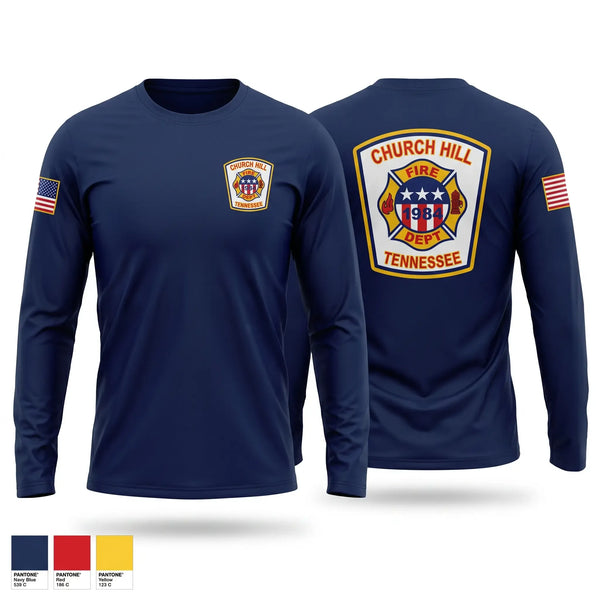 Long Sleeve Performance Shirt, Church Hill Fire Department, Fire Department, Teamtime, Team time, sublimation, custom sports apparel, team uniforms, spirit wear, spiritwear, sports uniforms, custom shirts, team store, custom team store, fundraiser sports, apparel fundraiser
