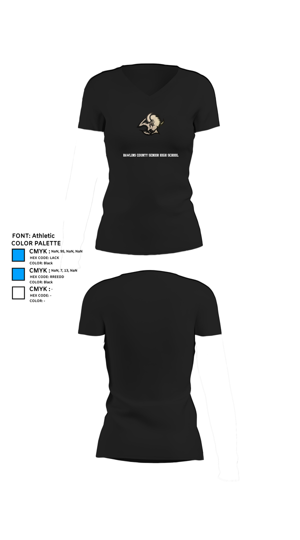 Womens Short Sleeve Vneck Shirt, Rawlins County Senior High School, Spirit Store, Teamtime, Team time, sublimation, custom sports apparel, team uniforms, spirit wear, spiritwear, sports uniforms, custom shirts, team store, custom team store, fundraiser sports, apparel fundraiser