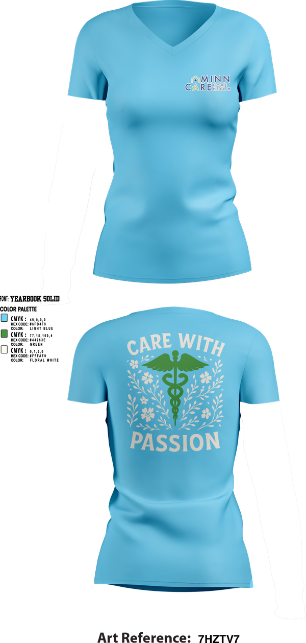 Womens Short Sleeve Vneck Shirt, Minn Care Home Health, , Teamtime, Team time, sublimation, custom sports apparel, team uniforms, spirit wear, spiritwear, sports uniforms, custom shirts, team store, custom team store, fundraiser sports, apparel fundraiser