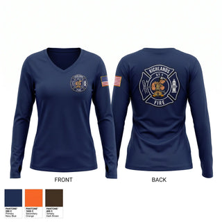 Womens Long Sleeve Vneck Shirt, Richlands fire and rescue, Fire Department, Teamtime, Team time, sublimation, custom sports apparel, team uniforms, spirit wear, spiritwear, sports uniforms, custom shirts, team store, custom team store, fundraiser sports, apparel fundraiser
