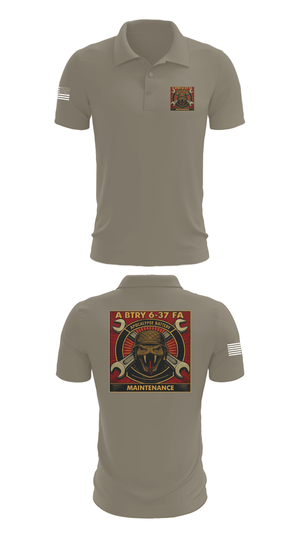 Short Sleeve Performance Polo, 6-37 FAR, Army, Teamtime, Team time, sublimation, custom sports apparel, team uniforms, spirit wear, spiritwear, sports uniforms, custom shirts, team store, custom team store, fundraiser sports, apparel fundraiser