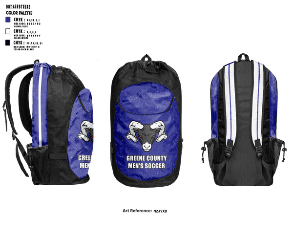 Gear Bag, Greene County Middle School Soccer, Men's Soccer, Teamtime, Team time, sublimation, custom sports apparel, team uniforms, spirit wear, spiritwear, sports uniforms, custom shirts, team store, custom team store, fundraiser sports, apparel fundraiser