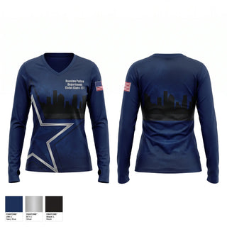 Womens Long Sleeve Vneck Shirt, Houston Police Department Cadet Class 277, Police, Teamtime, Team time, sublimation, custom sports apparel, team uniforms, spirit wear, spiritwear, sports uniforms, custom shirts, team store, custom team store, fundraiser sports, apparel fundraiser