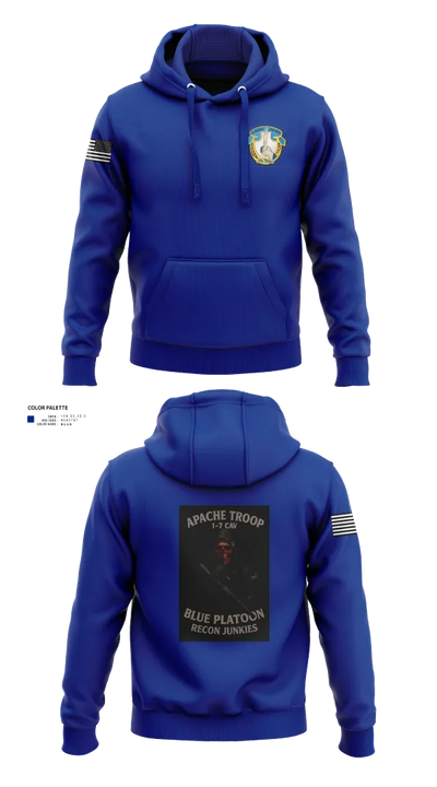 1-7 Cavlary Division Apache Troop Blue Platoon Recon Junkies Hoodie - 22