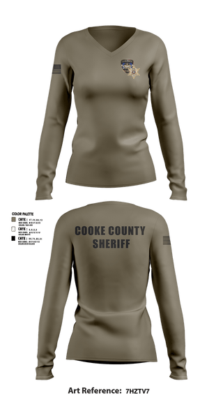 Womens Long Sleeve Vneck Shirt, Cooke County Sheriff’s Office, Police, Teamtime, Team time, sublimation, custom sports apparel, team uniforms, spirit wear, spiritwear, sports uniforms, custom shirts, team store, custom team store, fundraiser sports, apparel fundraiser