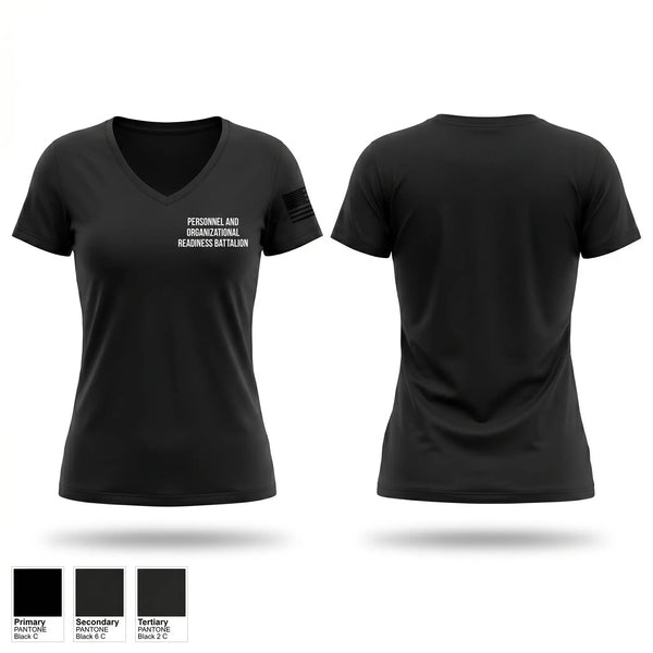 Womens Short Sleeve Vneck Shirt, Personnel and Organizational Readiness Battalion, National Guard, Teamtime, Team time, sublimation, custom sports apparel, team uniforms, spirit wear, spiritwear, sports uniforms, custom shirts, team store, custom team store, fundraiser sports, apparel fundraiser