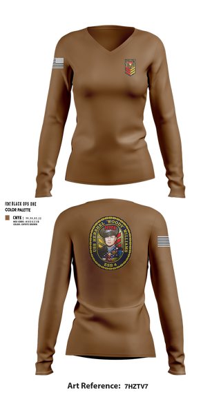 Womens Long Sleeve Vneck Shirt, USA Hershel “Woody” Williams ESB-4, Navy, Teamtime, Team time, sublimation, custom sports apparel, team uniforms, spirit wear, spiritwear, sports uniforms, custom shirts, team store, custom team store, fundraiser sports, apparel fundraiser