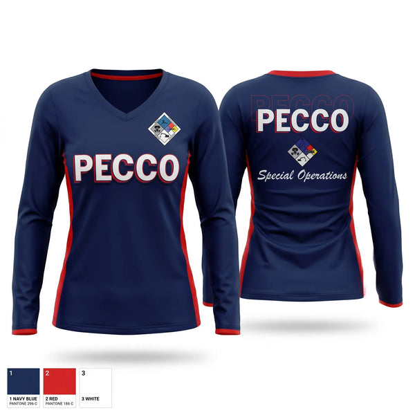 Womens Long Sleeve Vneck Shirt, PECCO, , Teamtime, Team time, sublimation, custom sports apparel, team uniforms, spirit wear, spiritwear, sports uniforms, custom shirts, team store, custom team store, fundraiser sports, apparel fundraiser