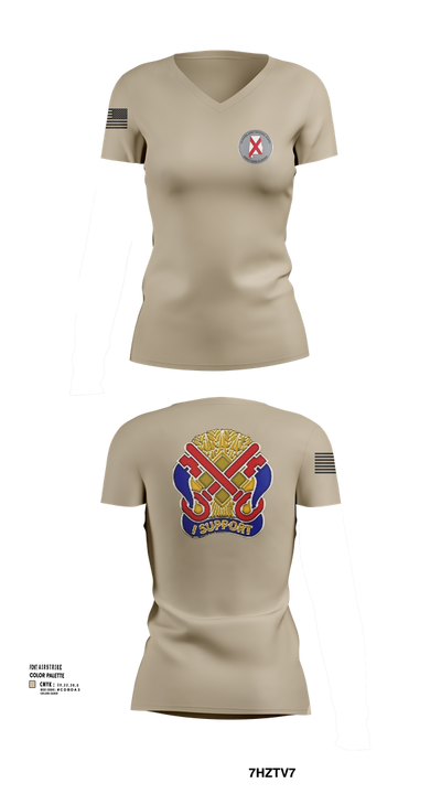 122nd Special Troop Command 82504927 Women's Short Sleeve V-neck Shirt - 22