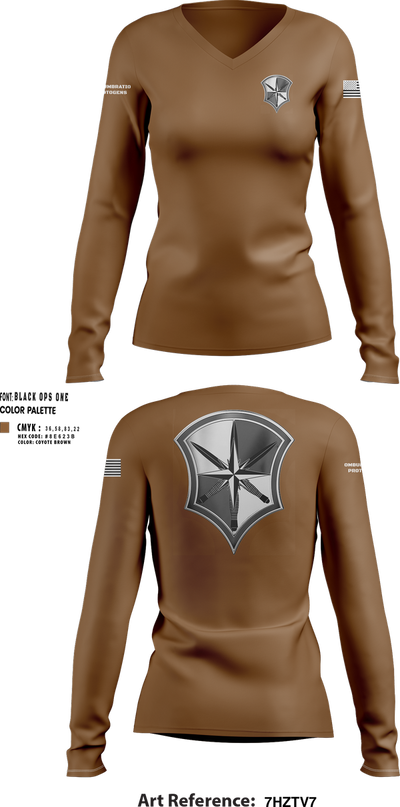 CPD 25599118 Women's Long Sleeve V-neck Shirt - 100