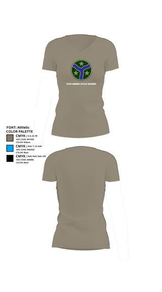Womens Short Sleeve Vneck Shirt, 278th Armored Cavalry Regiment, National Guard, Teamtime, Team time, sublimation, custom sports apparel, team uniforms, spirit wear, spiritwear, sports uniforms, custom shirts, team store, custom team store, fundraiser sports, apparel fundraiser