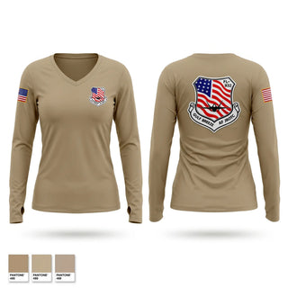 Womens Long Sleeve Vneck Shirt, FL-932, Air Force, Teamtime, Team time, sublimation, custom sports apparel, team uniforms, spirit wear, spiritwear, sports uniforms, custom shirts, team store, custom team store, fundraiser sports, apparel fundraiser