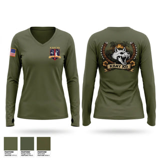 Womens Long Sleeve Vneck Shirt, MCBH PMO MWD Section, Marines, Teamtime, Team time, sublimation, custom sports apparel, team uniforms, spirit wear, spiritwear, sports uniforms, custom shirts, team store, custom team store, fundraiser sports, apparel fundraiser