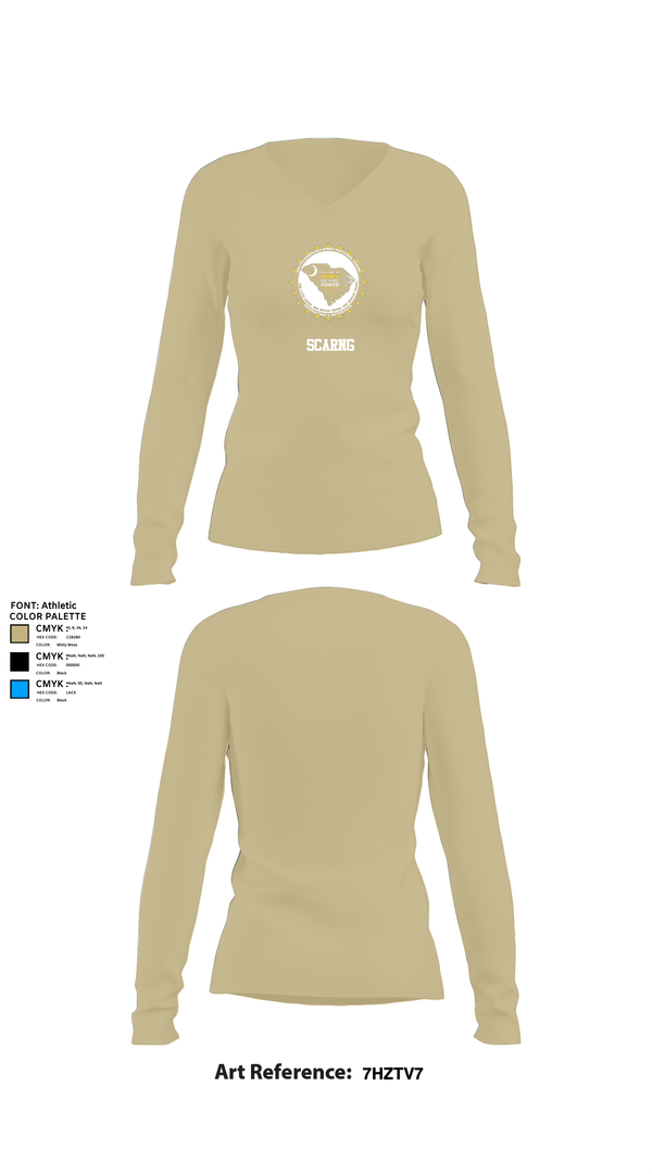 Womens Long Sleeve Vneck Shirt, Scarng, National Guard, Teamtime, Team time, sublimation, custom sports apparel, team uniforms, spirit wear, spiritwear, sports uniforms, custom shirts, team store, custom team store, fundraiser sports, apparel fundraiser