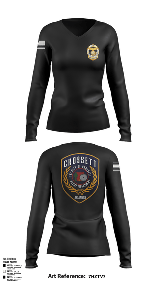 Womens Long Sleeve Vneck Shirt, Crossett Police Department, Police, Teamtime, Team time, sublimation, custom sports apparel, team uniforms, spirit wear, spiritwear, sports uniforms, custom shirts, team store, custom team store, fundraiser sports, apparel fundraiser