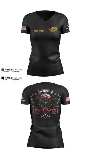 Womens Short Sleeve Vneck Shirt, Northcross Recruiting Station, Army, Teamtime, Team time, sublimation, custom sports apparel, team uniforms, spirit wear, spiritwear, sports uniforms, custom shirts, team store, custom team store, fundraiser sports, apparel fundraiser