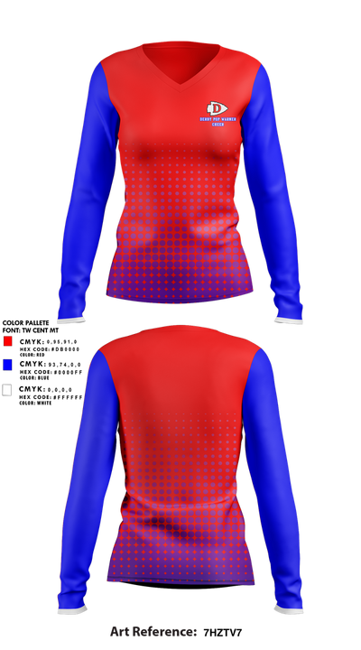 Derby Pop Warner Cheer 42817378 Women's Long Sleeve V-neck Shirt - 1