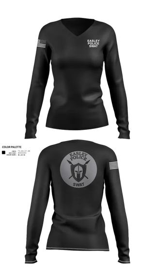 Womens Long Sleeve Vneck Shirt, Easley Police SWAT, Police, Teamtime, Team time, sublimation, custom sports apparel, team uniforms, spirit wear, spiritwear, sports uniforms, custom shirts, team store, custom team store, fundraiser sports, apparel fundraiser