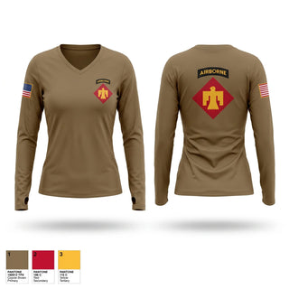 Womens Long Sleeve Vneck Shirt, 2-134 infantry, National Guard, Teamtime, Team time, sublimation, custom sports apparel, team uniforms, spirit wear, spiritwear, sports uniforms, custom shirts, team store, custom team store, fundraiser sports, apparel fundraiser
