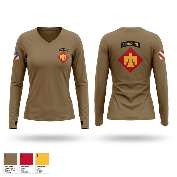 Womens Long Sleeve Vneck Shirt, 2-134 infantry, National Guard, Teamtime, Team time, sublimation, custom sports apparel, team uniforms, spirit wear, spiritwear, sports uniforms, custom shirts, team store, custom team store, fundraiser sports, apparel fundraiser